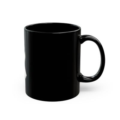 TBI Awareness Ribbon Black Mug – Solid White Ribbon Cause Coffee Cup (11oz/15oz)